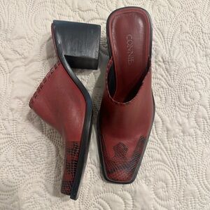 Western Clogs Burgundy Mule Womens Square Toe Heel Size 8 Connie